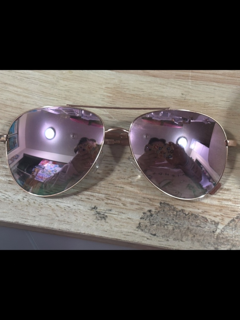 Rose Gold Aviator Sunglasses with Mirrored Lenses